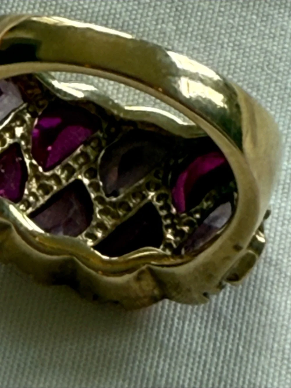 Vintage 925 Sterling Silver Gold Plated Pink Tourmaline Garnet Ring